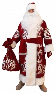 Новогодний костюм «Дед Мороз» (бархат с вышивкой) для взрослых