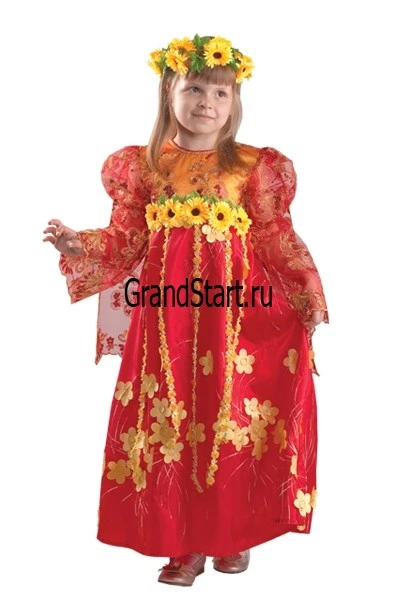 Детский карнавальный костюм Лето «Красное» для девочек