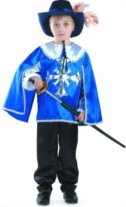 Детский карнавальный костюм «Мушкетер Короля» (синий) для мальчиков
