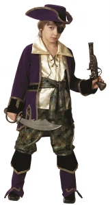 Детский карнавальный костюм «Капитан Пиратов» лиловый для мальчиков