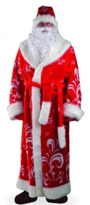 Карнавальный костюм «Дед Мороз» (красный с узором) для взрослых