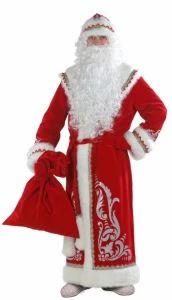 Карнавальный костюм «Дед Мороз» красный (аппликация) для взрослых