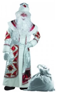Карнавальный костюм «Дед Мороз» (серебряно-красный) для взрослых