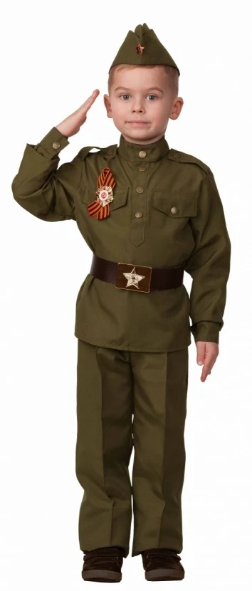Военный костюм Солдат Великой Отечественной Войны - гимнастерка с брюками для мальчиков