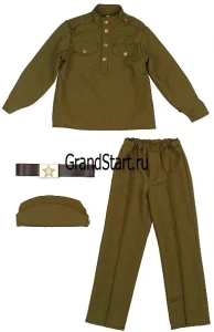 Военный костюм Солдат Великой Отечественной Войны - гимнастерка с брюками для мальчиков