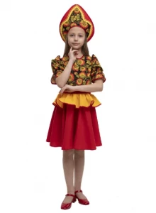 Детский карнавальный костюм Русский Народный Хохломской «Сувенир» подростковый для девочек
