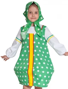 Детский карнавальный Национальный костюм «Матрешка» (зеленая) для девочек