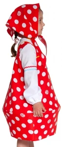 Детский карнавальный костюм «Матрешка» (красная) для девочек