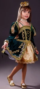 Карнавальный костюм «Королева» (в зелёном) для девочки