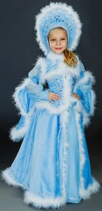 Маскарадный костюм «Снегурочка» (в голубом) для девочки