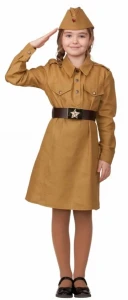 Детский военный костюм ВОВ «Солдатка» (в платье) для девочек